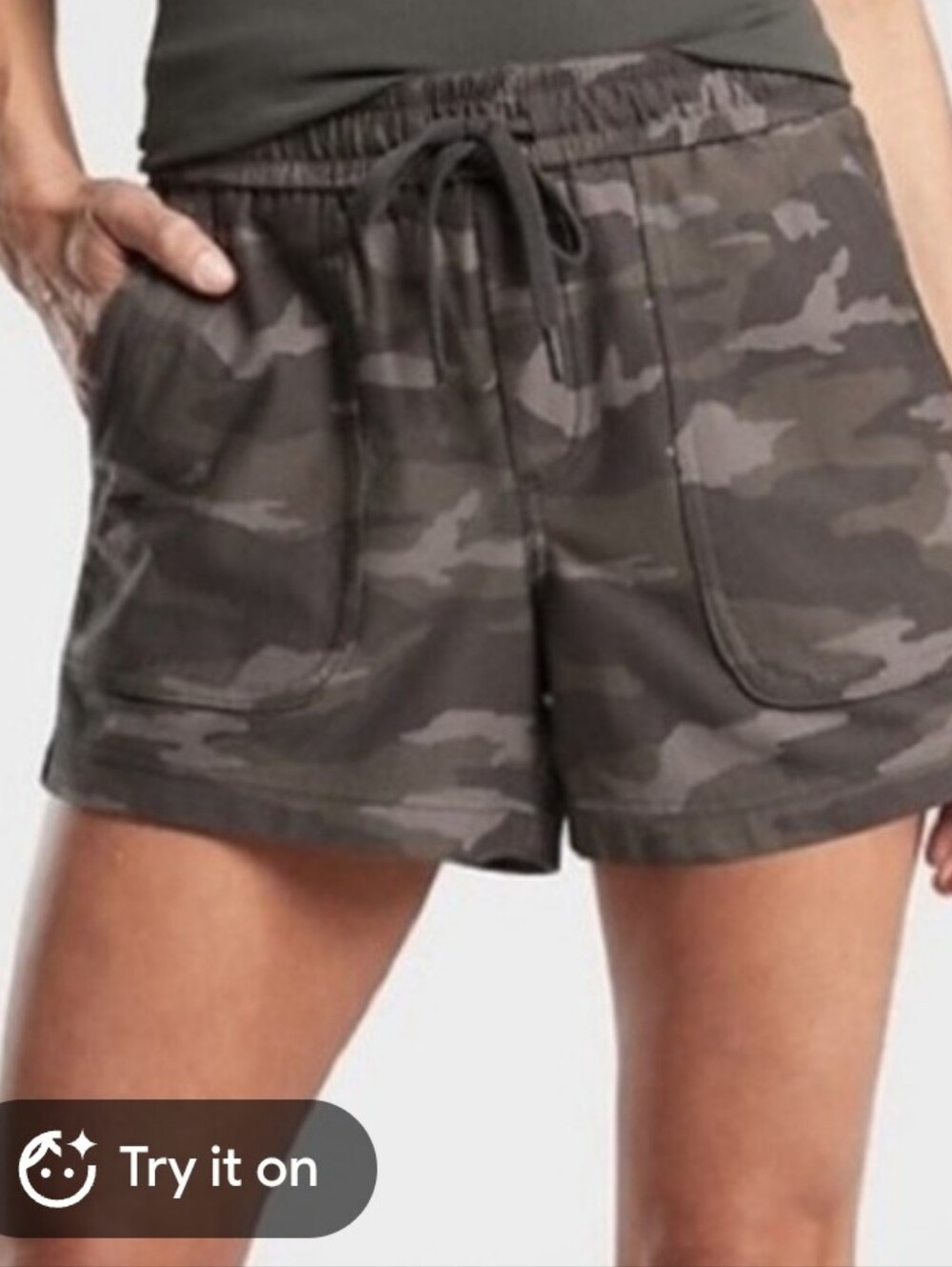 Athleta Olive Gray Camo Farallon Athletic Shorts